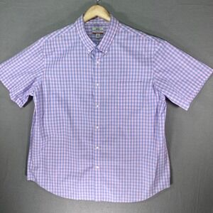 Croft & Barrow Classic Fit Short Sleeve Gingham Button Down Shirt‎ XXL Pink Blue